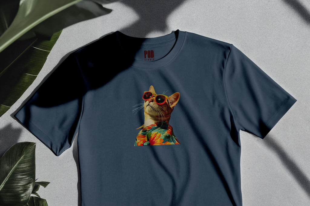 Oversize Kısa Kollu Tişört - Cat