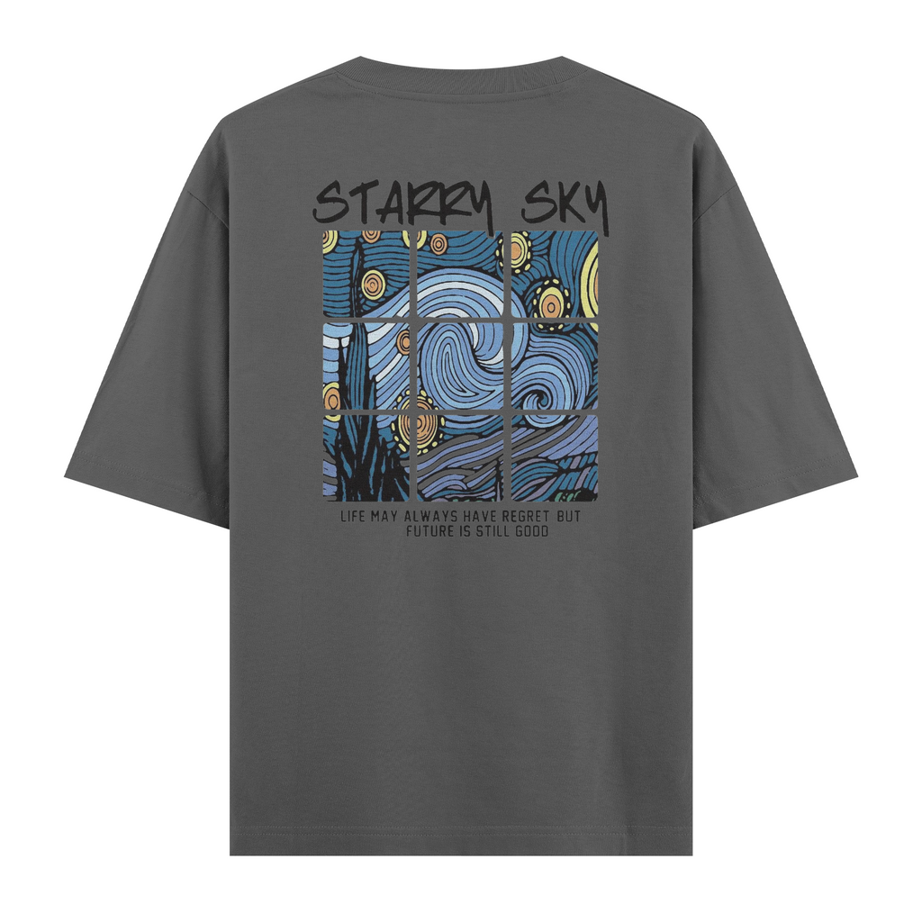 Oversize Kısa Kollu Tişört - Starry Sky