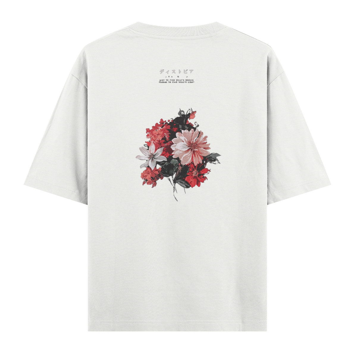 Oversize Kısa Kollu Tişört - Flowers