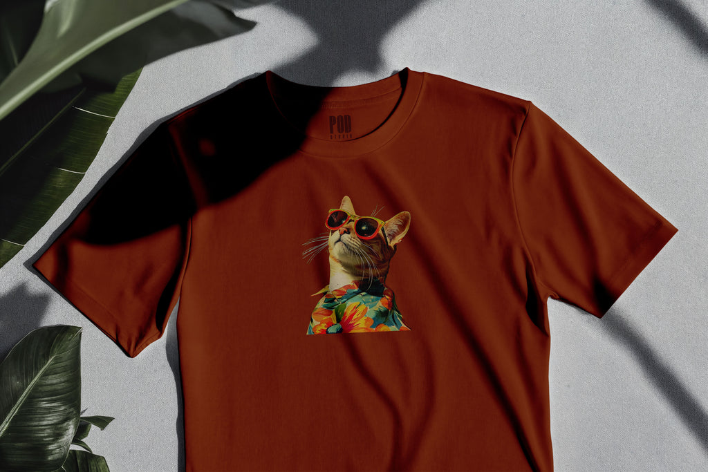 Oversize Kısa Kollu Tişört - Cat