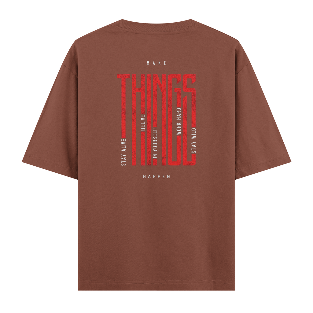 Oversize Kısa Kollu Tişört - Things