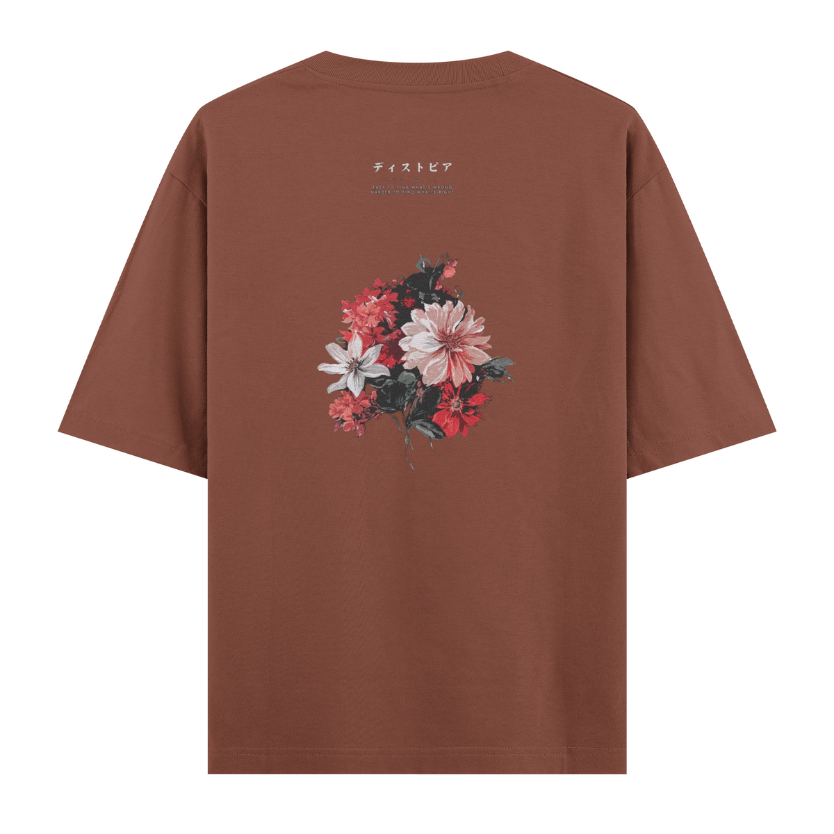 Oversize Kısa Kollu Tişört - Flowers