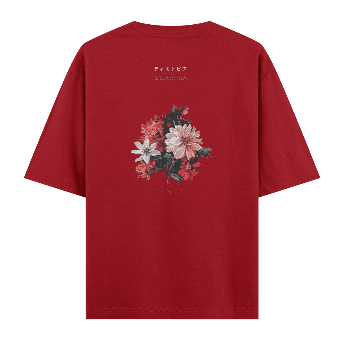 Oversize Kısa Kollu Tişört - Flowers
