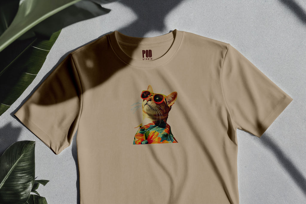 Oversize Kısa Kollu Tişört - Cat