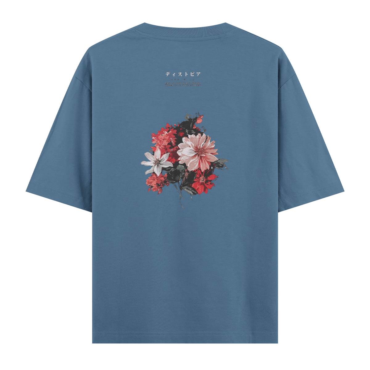 Oversize Kısa Kollu Tişört - Flowers