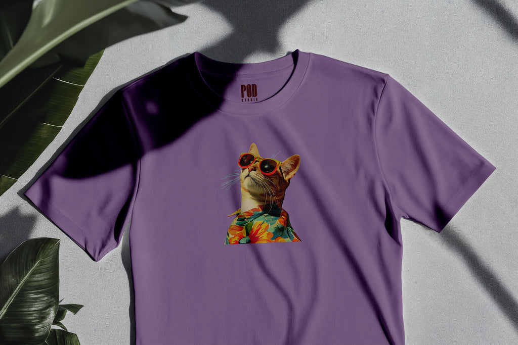 Oversize Kısa Kollu Tişört - Cat