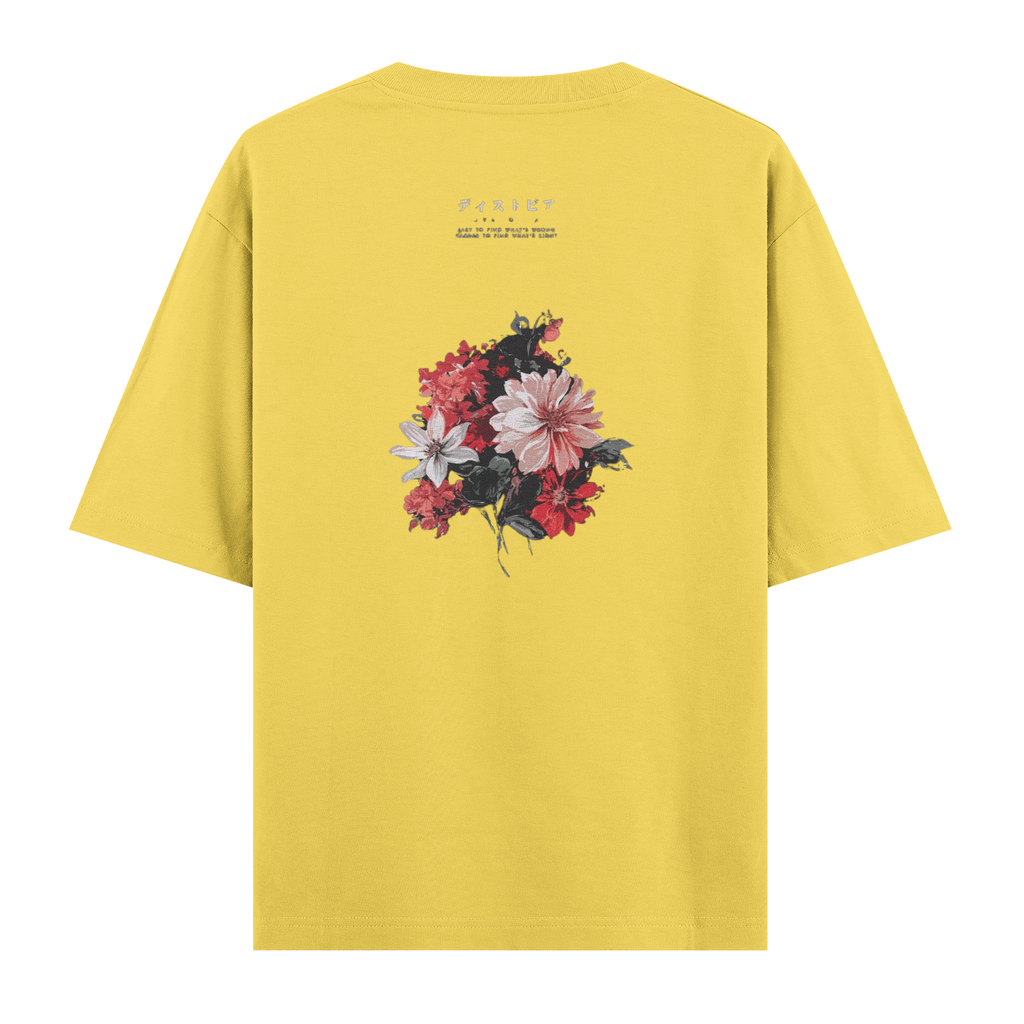 Oversize Kısa Kollu Tişört - Flowers