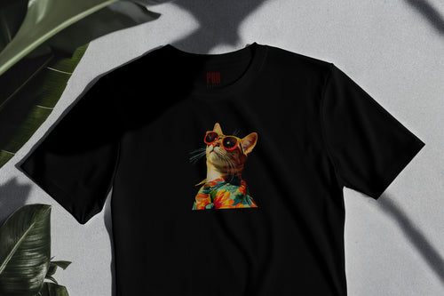 Oversize Kısa Kollu Tişört - Cat