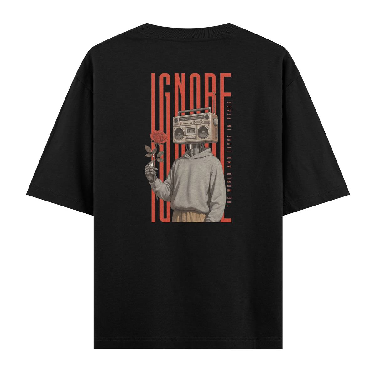 Oversize Kısa Kollu Tişört - Ignore