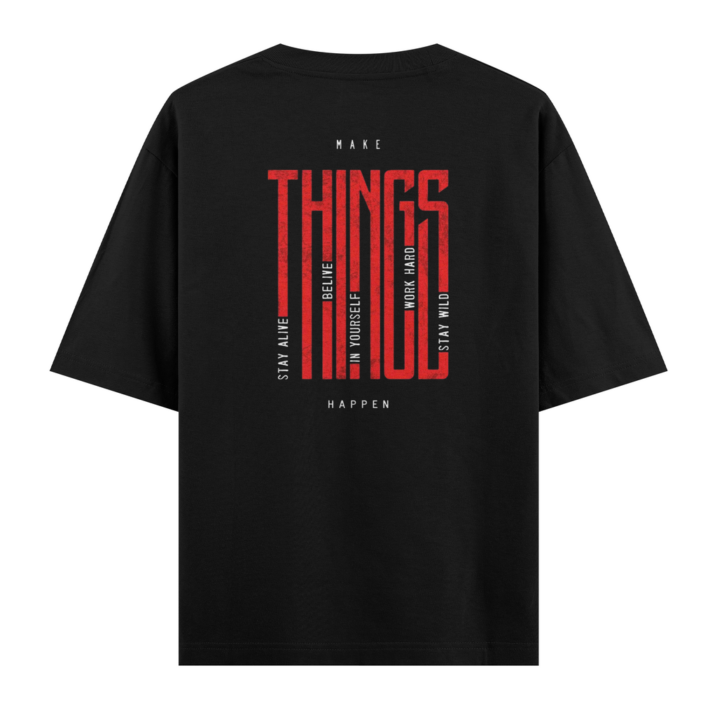 Oversize Kısa Kollu Tişört - Things