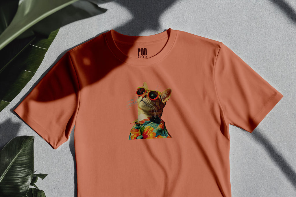 Oversize Kısa Kollu Tişört - Cat