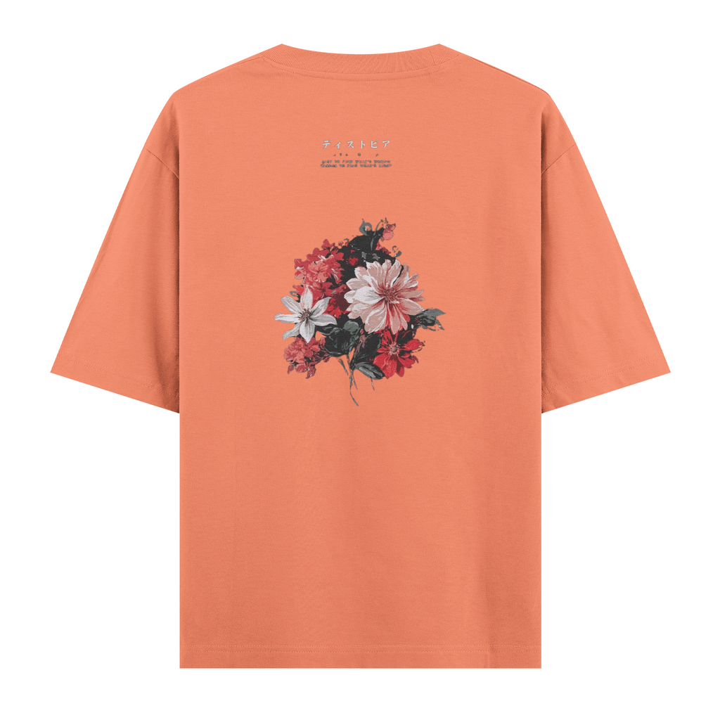 Oversize Kısa Kollu Tişört - Flowers