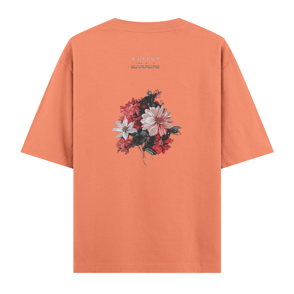 Oversize Kısa Kollu Tişört - Flowers