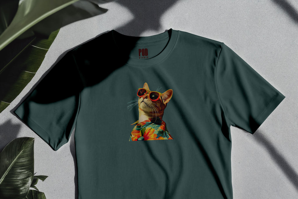 Oversize Kısa Kollu Tişört - Cat