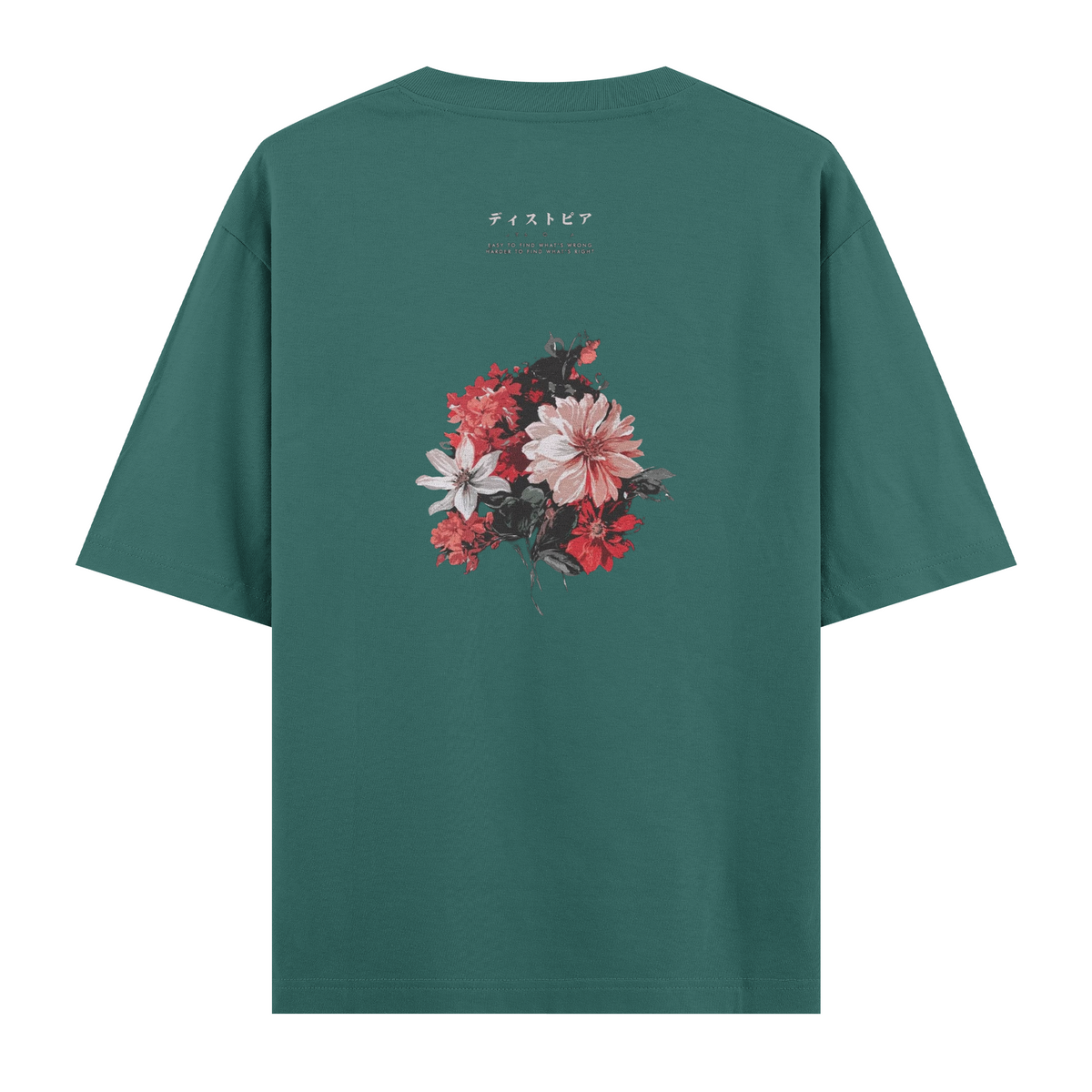Oversize Kısa Kollu Tişört - Flowers