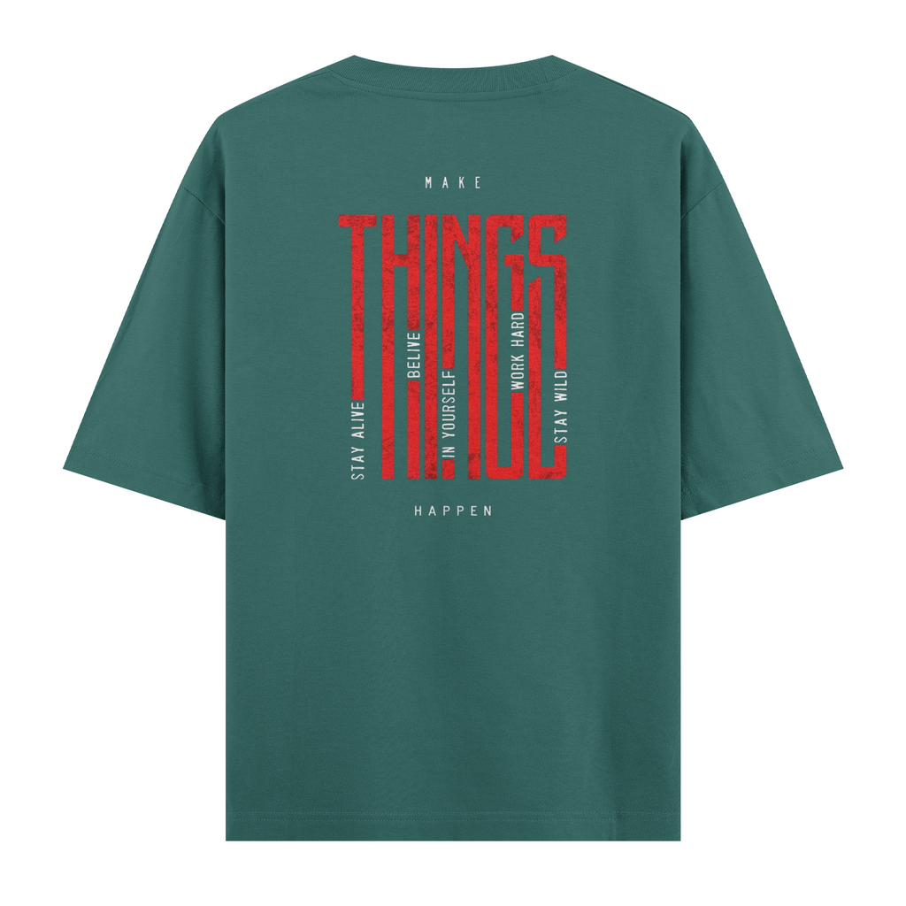 Oversize Kısa Kollu Tişört - Things