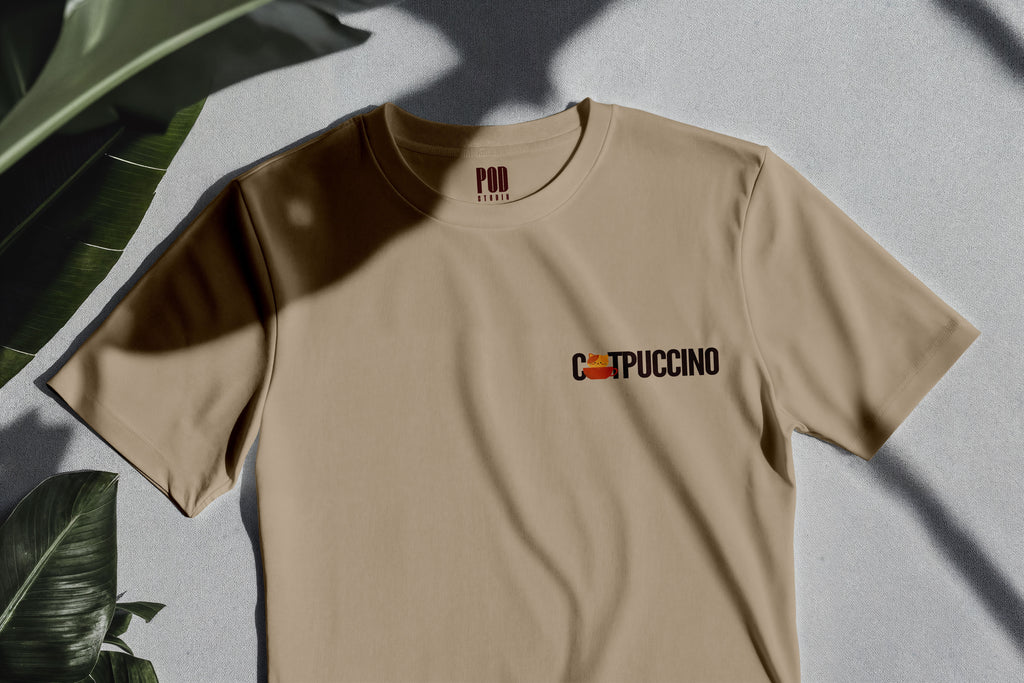 Oversize Kısa Kollu Tişört - Catpuccino