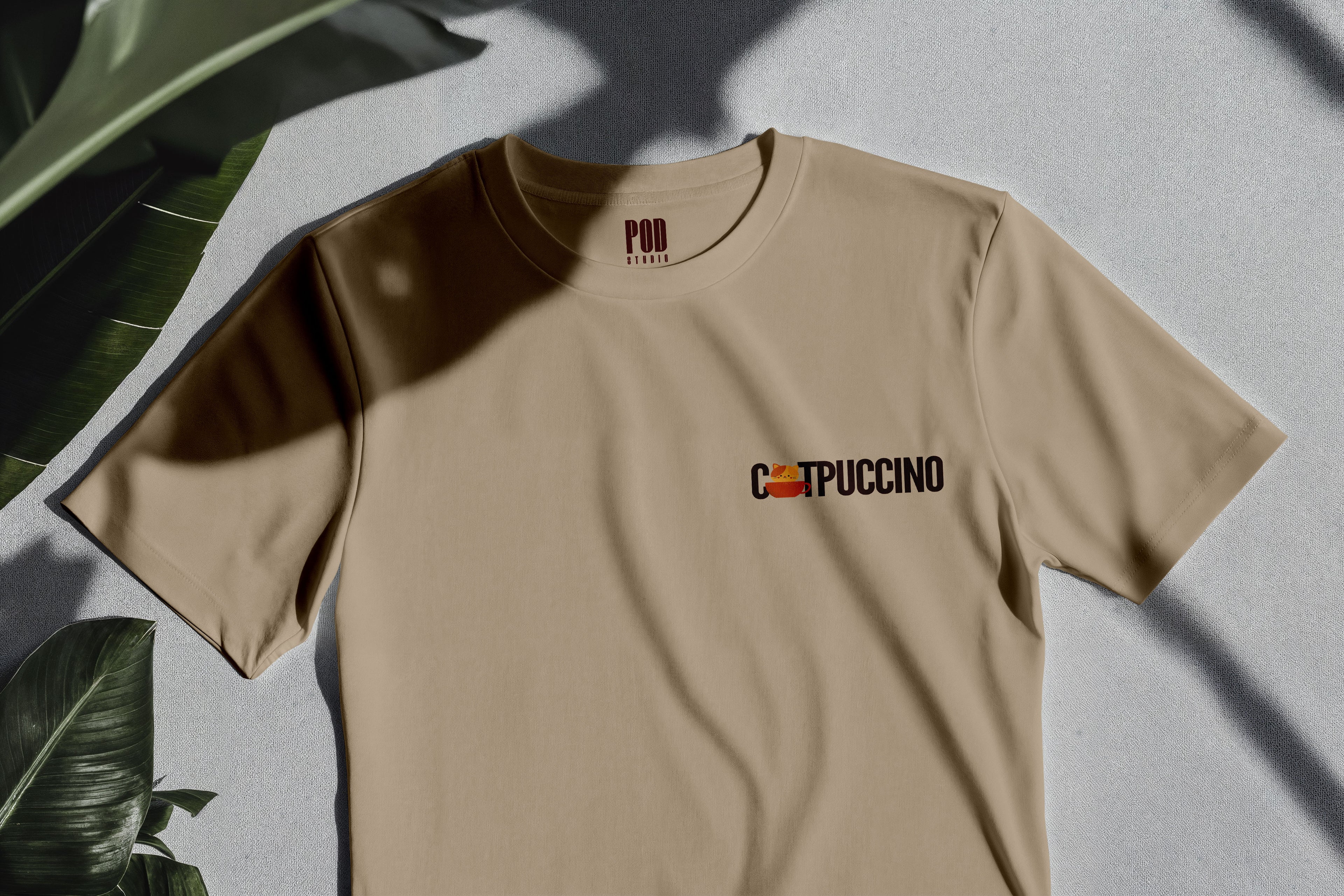 Oversize Kısa Kollu Tişört - Catpuccino