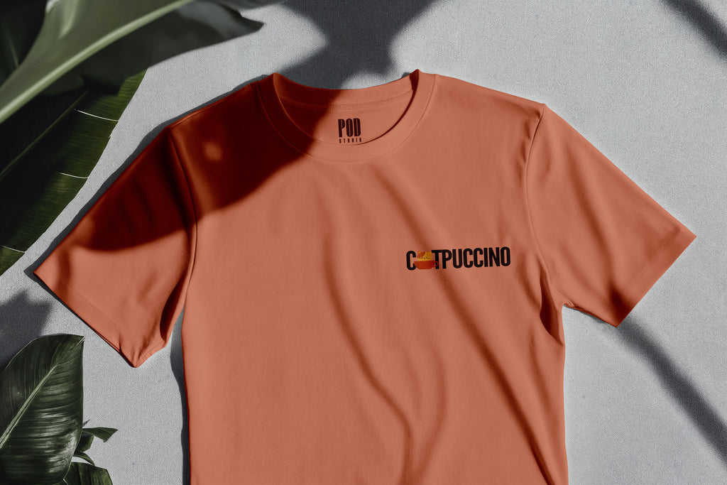 Oversize Kısa Kollu Tişört - Catpuccino